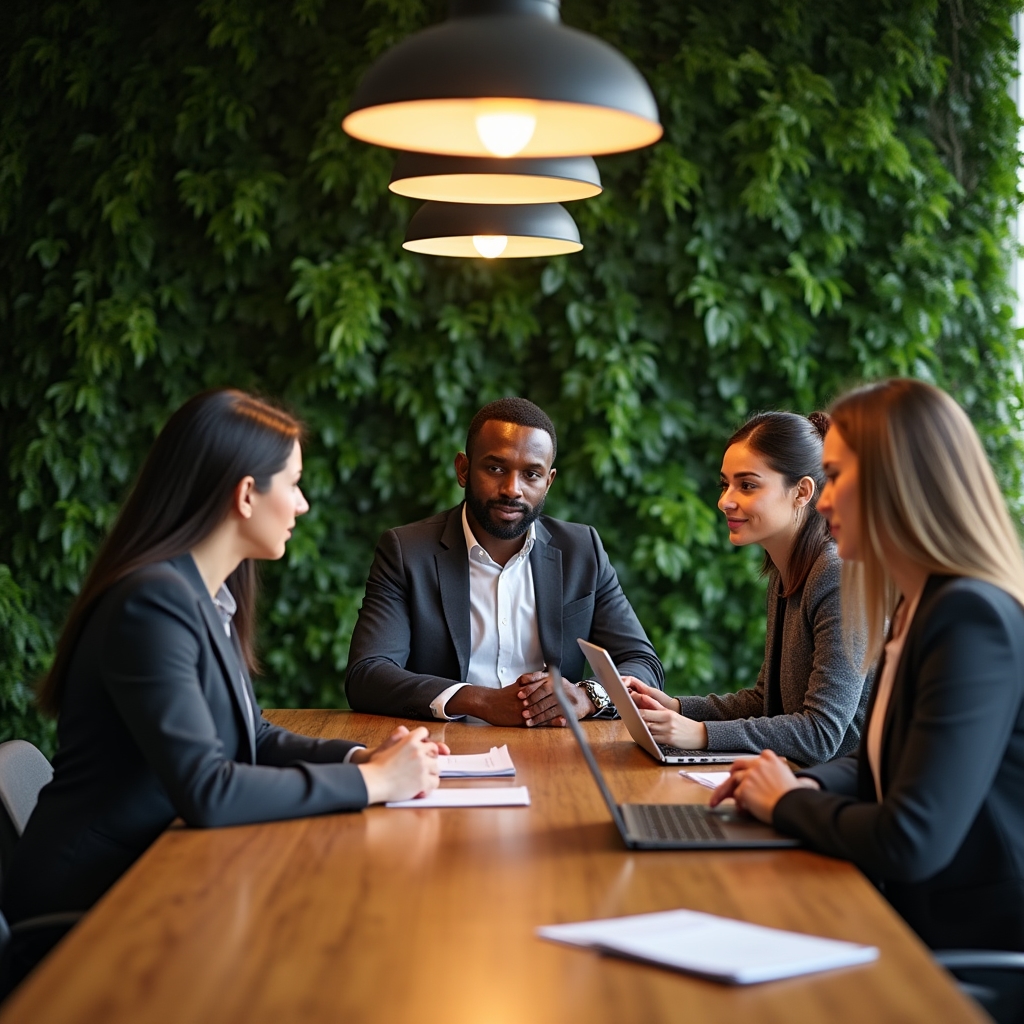 Small business owners gathered around a table working through negotiation exercises